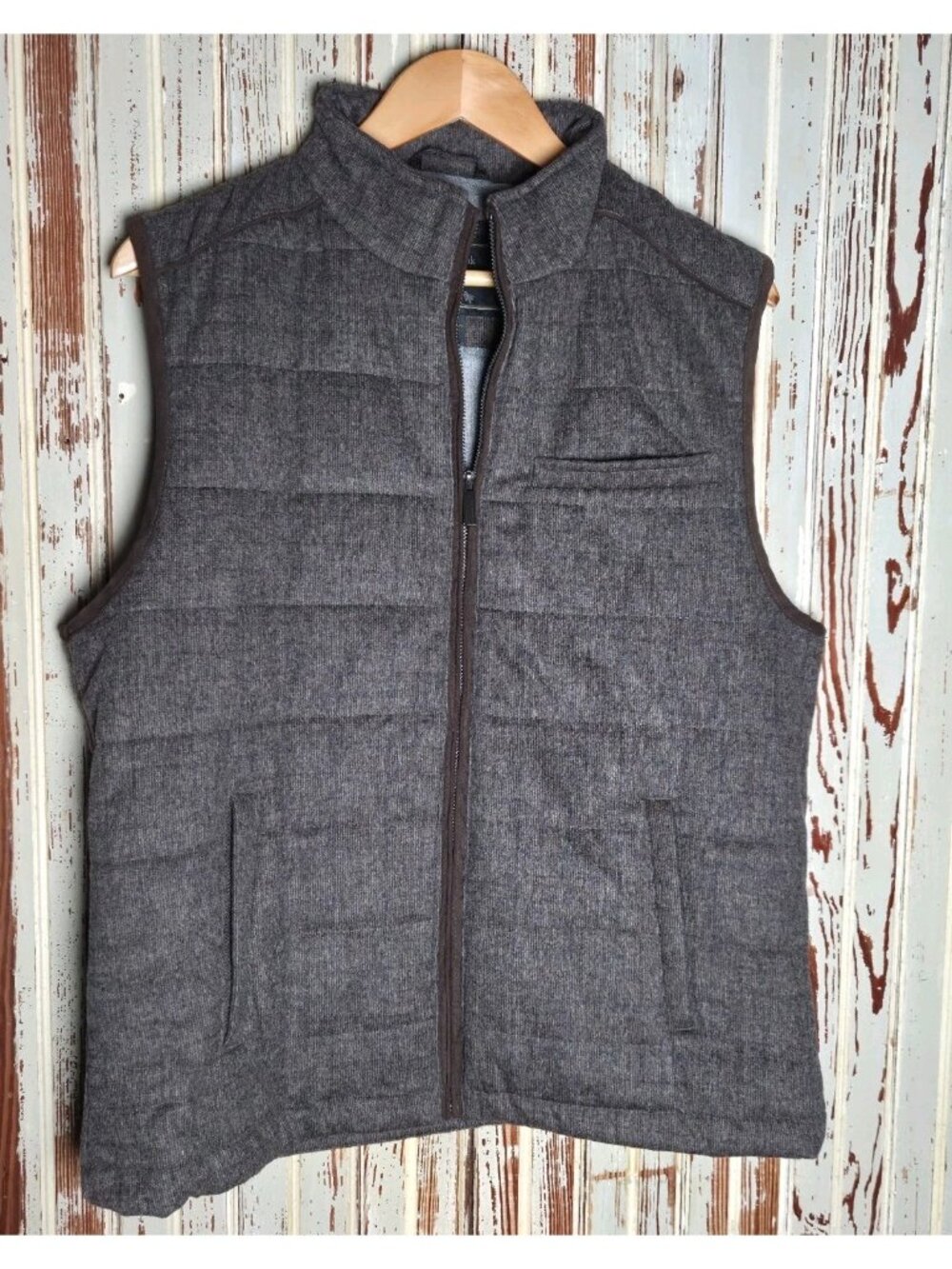 Jos A Bank Reserve Vest Quilted Full Zip Men's Medium Wool Blend Insulated